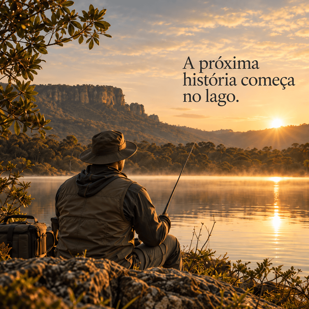 Arte gerada no Ateliê IA — Pescador no lago ao amanhecer