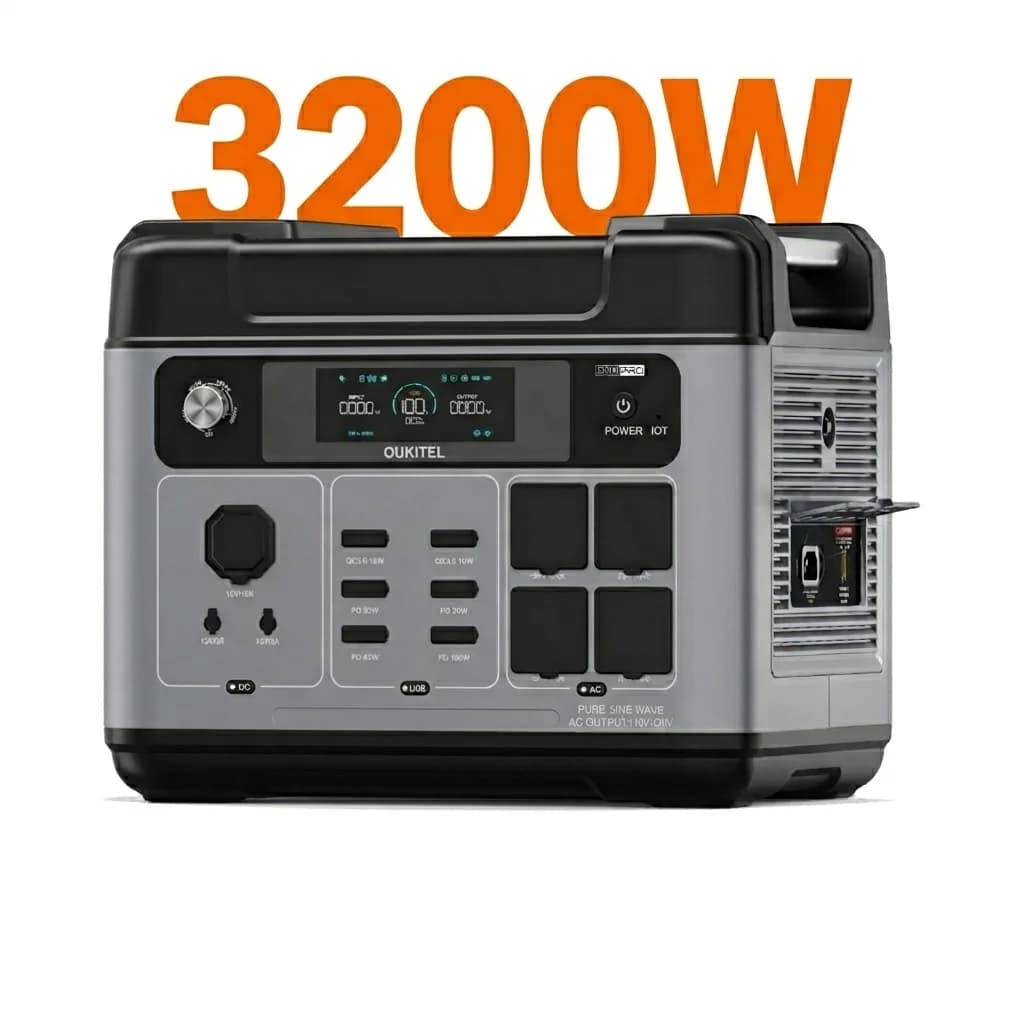 Gerador Solar Portátil de Bateria Lifepo4 3200W 3000W, Estação de Energia com Carregamento Rápido 2400W 2500W