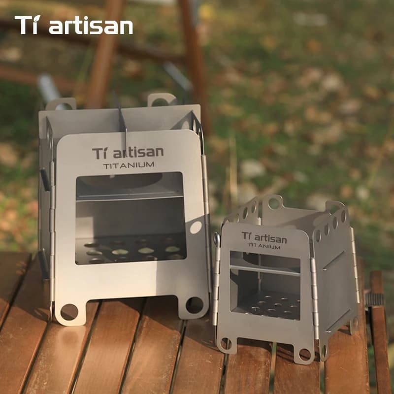 Fogareiro de Camping Multi-combustível Tiartisan em Titânio, Ultra Leve, Dobrável, Mini Fogareiro a Álcool, Portátil para Backpackers