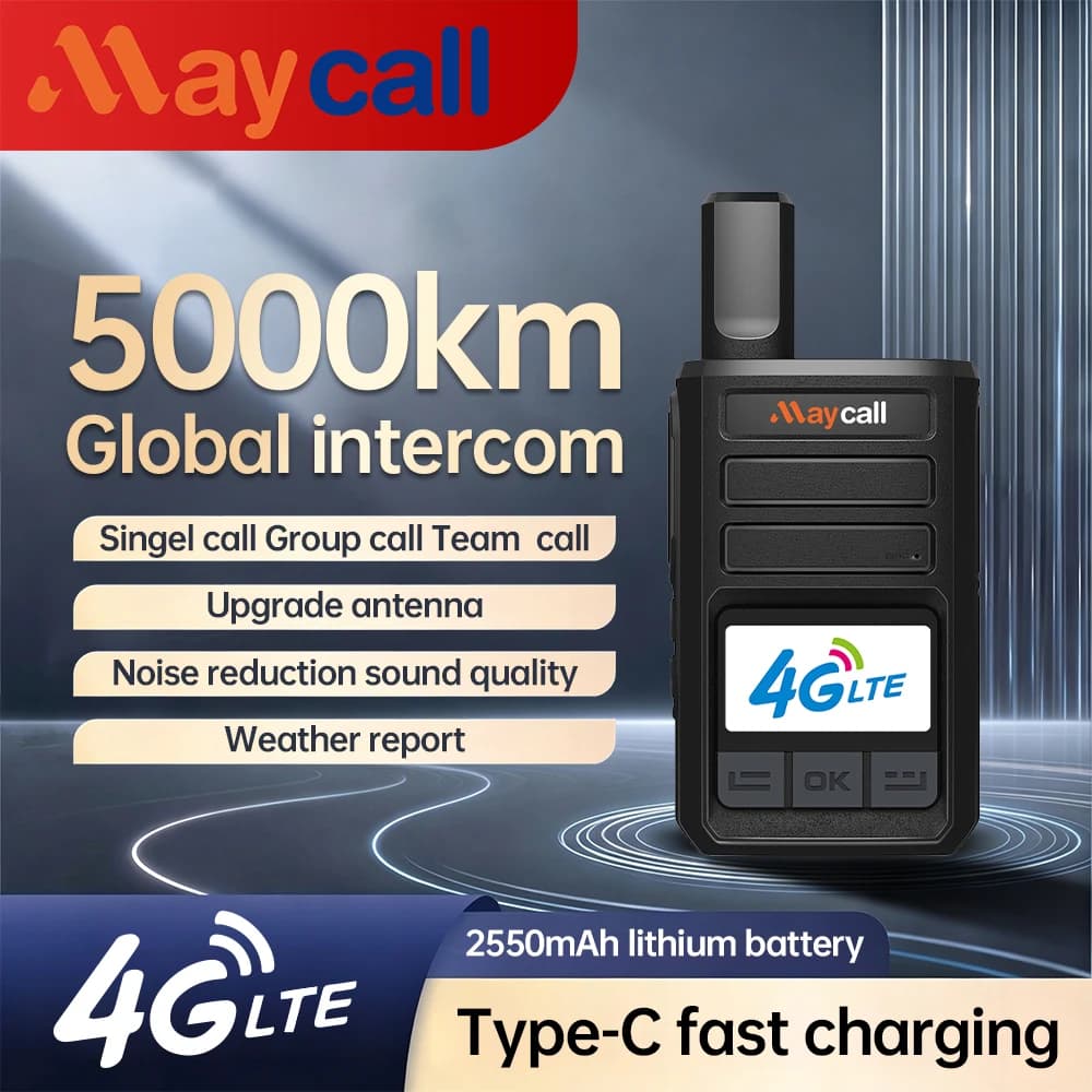 Rádio Comunicador Portátil 4G Mini Profissional Realptt 4G Poc Walkie-Talkie com Alcance de 5000km para Comunicação Externa com Cartão SIM