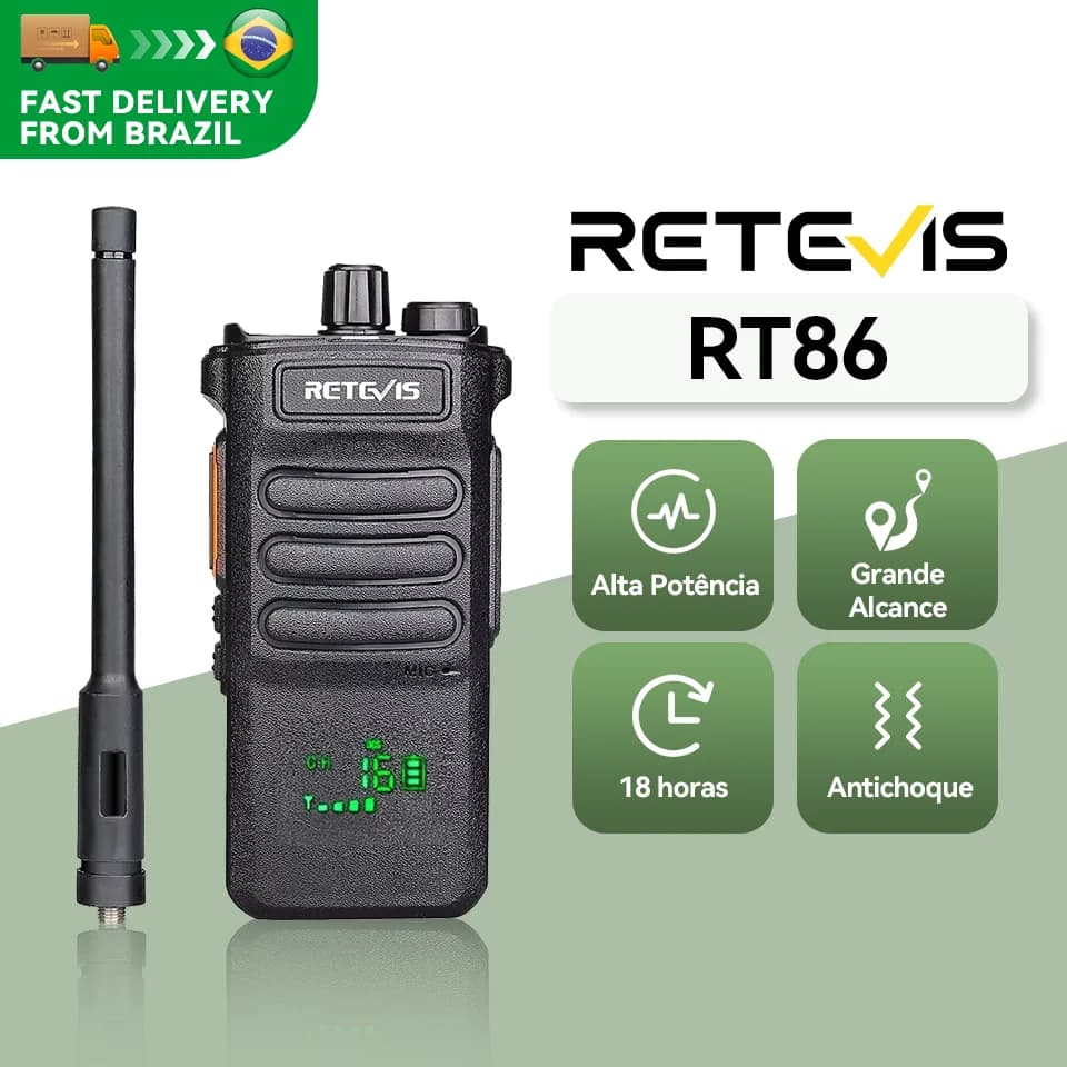 Retevis RT86 Rádio Comunicador Profissional, Walkie Talkie UHF Longo Alcance com Display Oculto, Rádio Bidirecional para Empresas, Fazendas, Camping e Sobrevivência, Homologado Ana