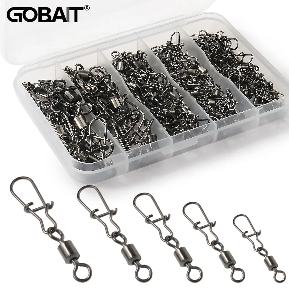100 pçs/caixa giratória snap conector pino anel de rolamento equipamento de pesca fivela gancho isca kit conexão de fio 50pcs-100pcs rolamento engrenagem