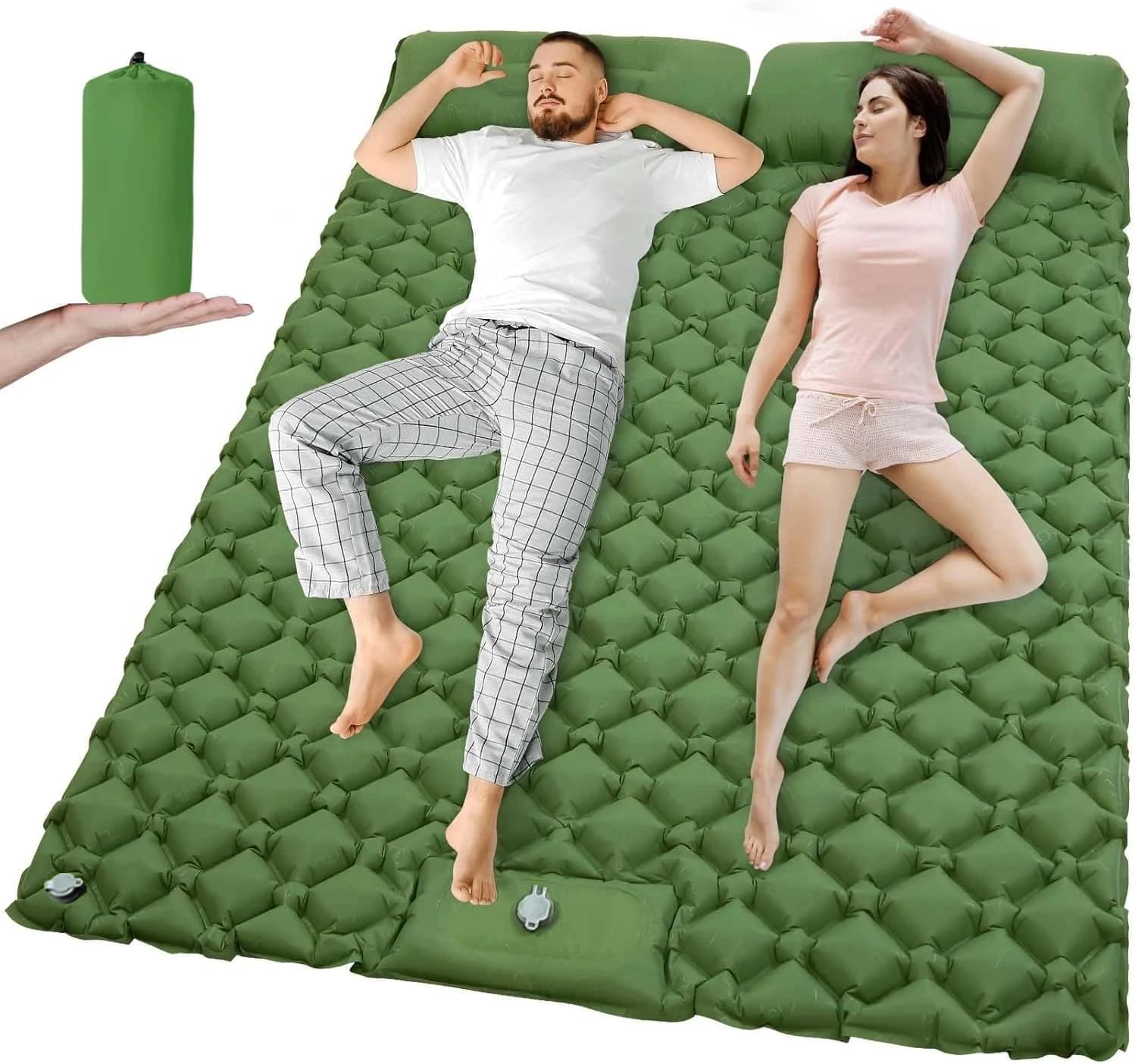 Colchão Inflável Duplo para Camping ao Ar Livre, Colchonete Extra Largo, Cama Dobrável Ultraleve, Colchonete para Viagem de Carro