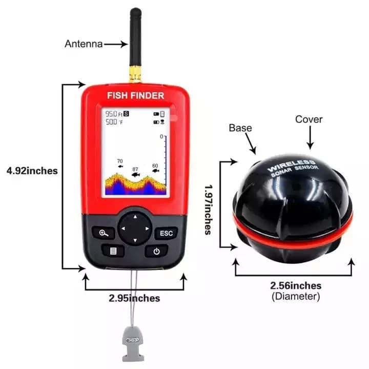 Localizador de Peixes Portátil com Sensor Sonar de 100M, Sonda de Profundidade Sem Fio, Localizador de Profundidade para Pesca, Sonda de Eco, Alarme de Pesca