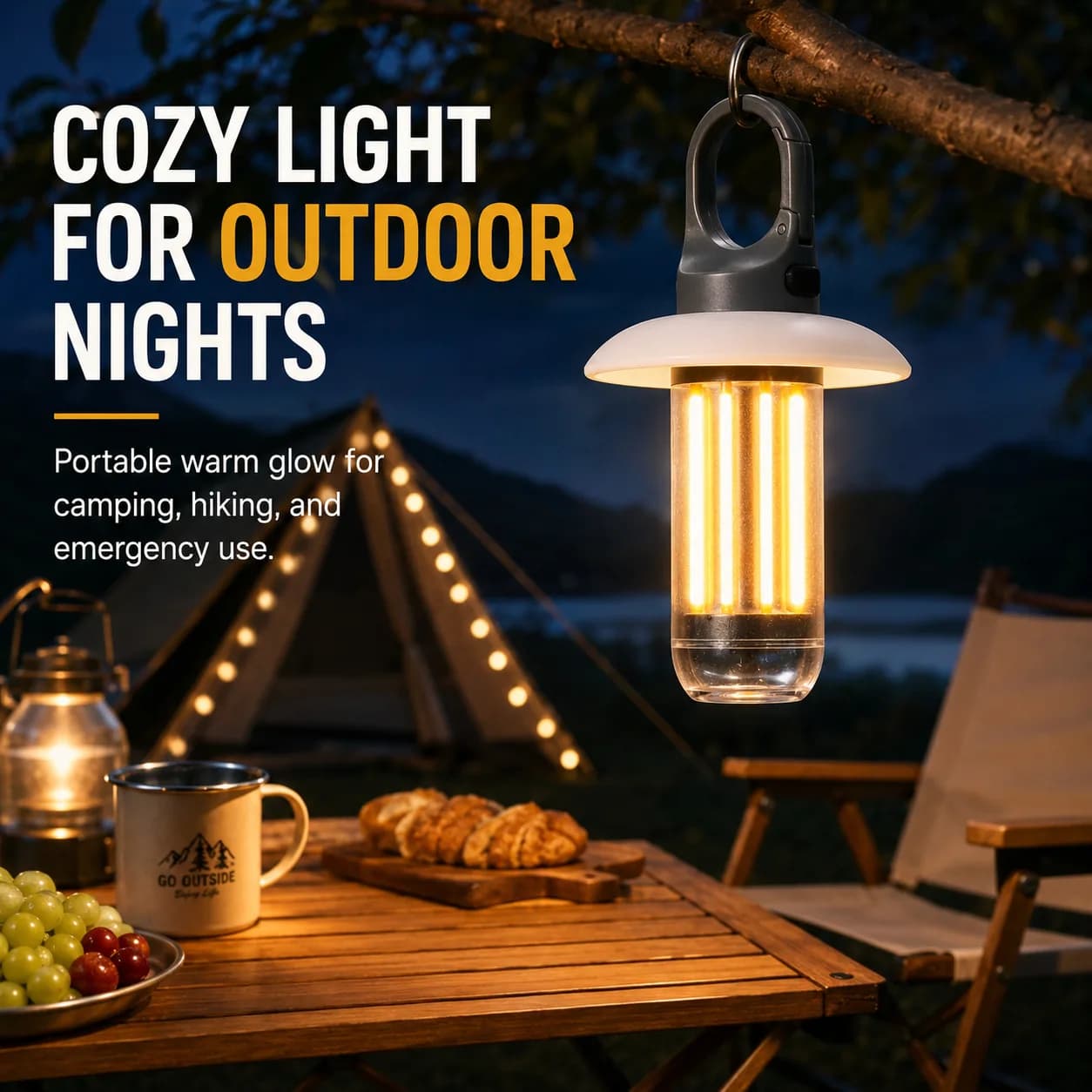 Lanterna LED Recarregável para Camping com 5 Modos, Super Brilhante, Portátil, Lâmpada Suspensa para Barraca, Impermeável, Ideal para Caminhadas e Pesca ao Ar Livre