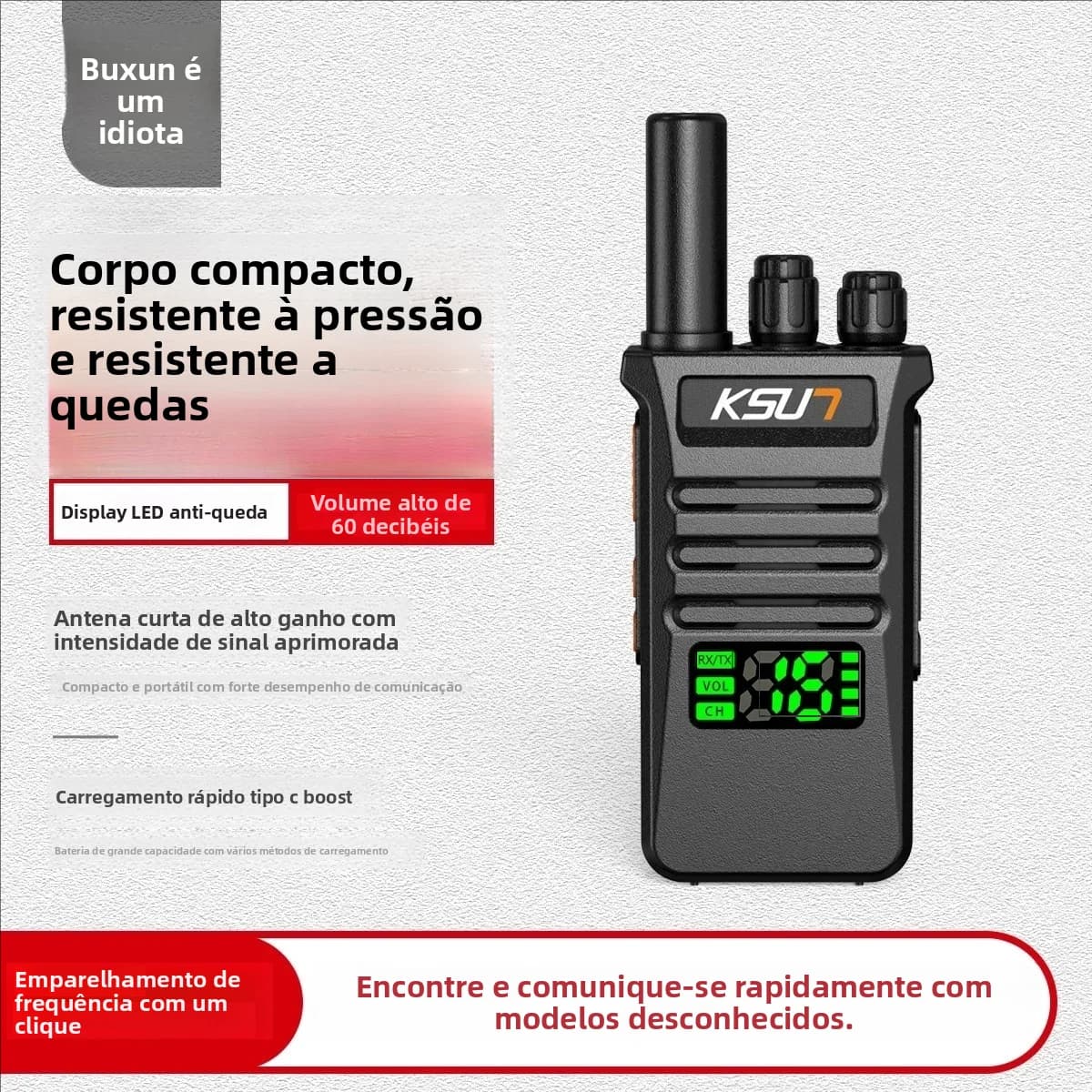 Rádio Comunicador KSUT M5Plus de Longo Alcance Profissional à Prova d'Água 16 Canais Receptor de Rádio Amador VHF para Barcos, Caiaques e Uso Marítimo