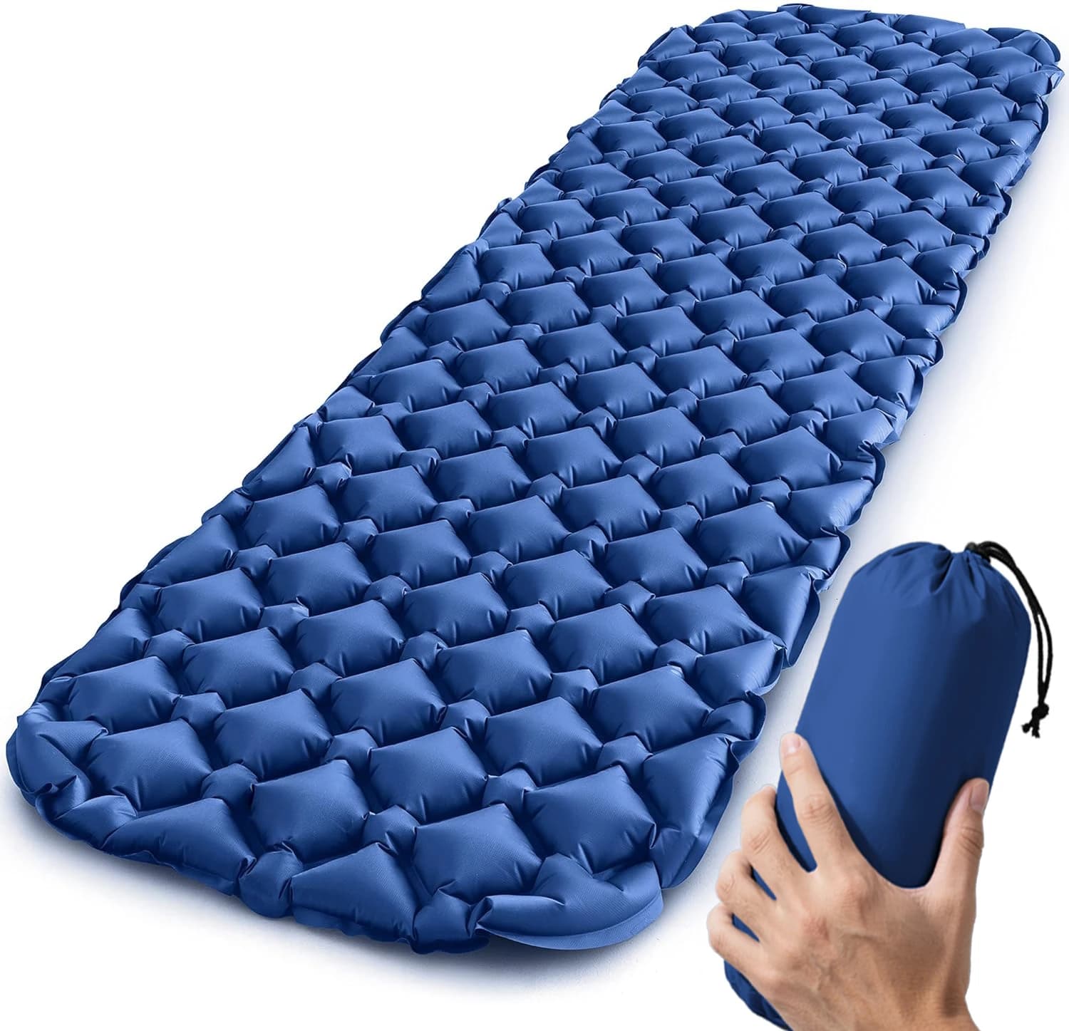 Colchão inflável para camping, colchonete ultraleve para dormir ao ar livre, colchão de ar dobrável para viagens e caminhadas, sem apoio de cabeça.